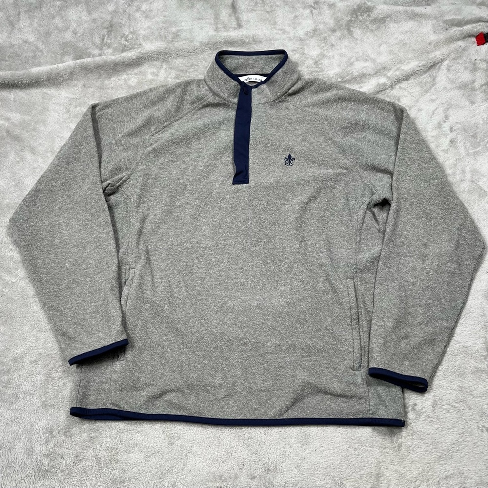 Peter Millar Cloudglow Crown Micro Fleece 1/4 Zip Mens L Gray French Creek